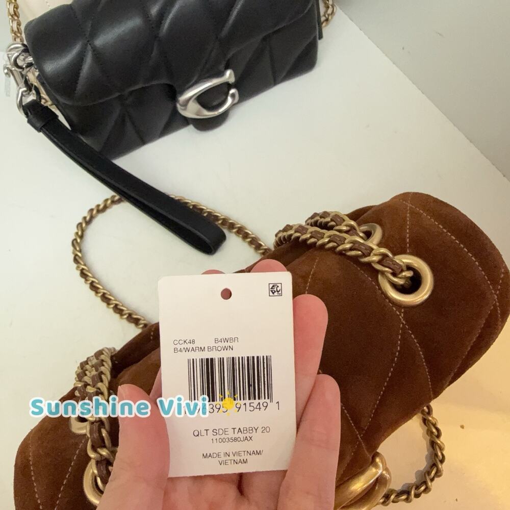 NWT Coach Tabby Shoulder Bag 20 With Quilting In Suede CCK48 B4/WARM BROWN - Picture 6 of 10